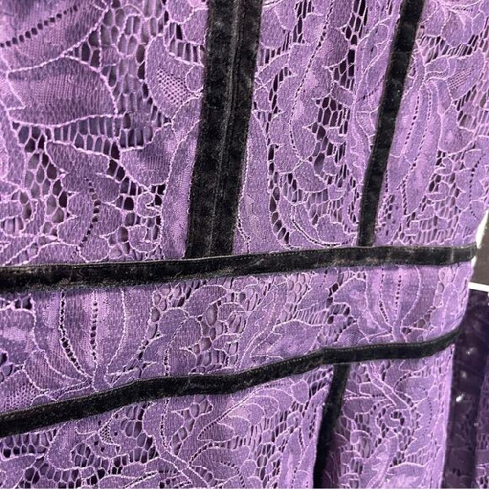 Juicy Couture Purple Lace Dress Black Velvet Trim Mini Black Label‎ - Picture 9 of 13